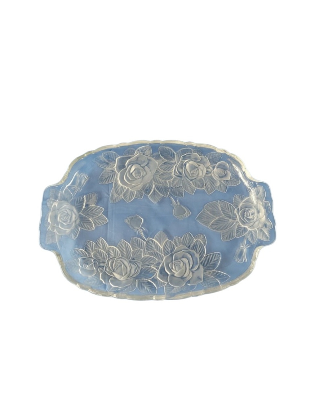 MIKASA Winter Rose Oblong Platter Studio Nova Frosted Rose Pattern w/Handles 15"
